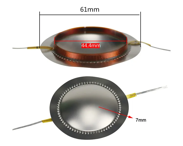 Низкий купол 44,4 мм твитер Голосовая катушка импортированная титановая пленка 44,5 ядро катушка 8 Ом Высота: 7 мм 2 шт