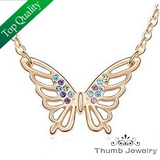 

JS N177 Butterfly Necklaces Gold And Silver Color 2014 Women Necklace Hot Sell Gold Chain Necklace