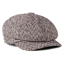HT2044 осенне-зимняя газетная шапка вязаная, головные уборы для женщин винтажные женские береты восьмиугольная шапка художника для мужчин и женщин берет s