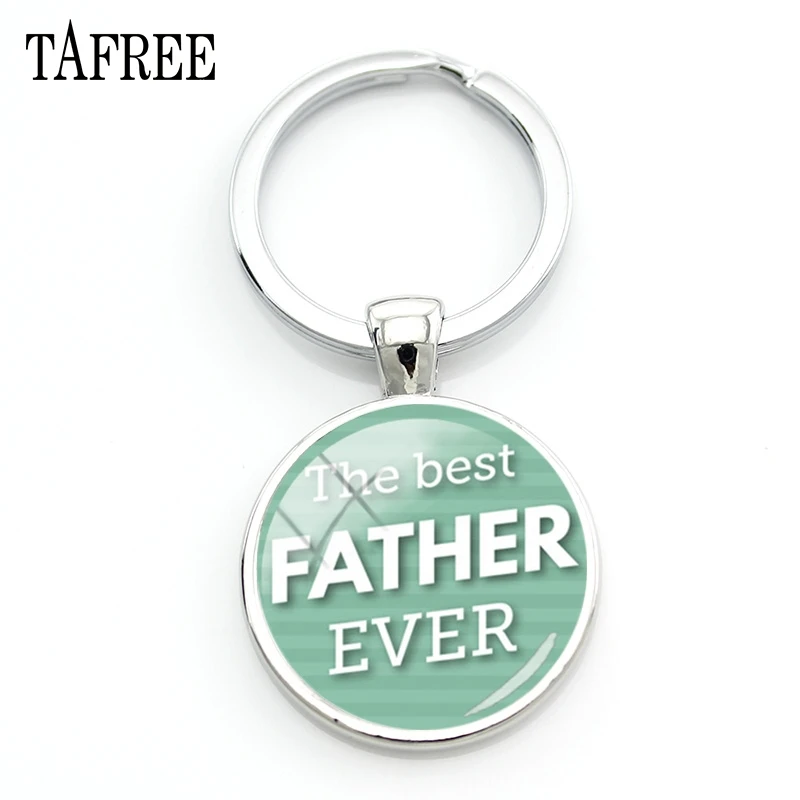 

TAFREE The best FATHER EVER Keychain Classy Charm Key Chain Simple Style Keychain Elegant Father Day Present Gift Jewelry FQ933