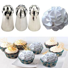 3 шт./компл. пищевой нержавеющей стали Сферический шар русский Торт кондитерский крем инжекционная труба Советы DIY формы для украшения торта инструменты