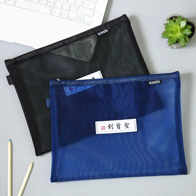 

1pcs Korean student trend grid printing tutorial bag mesh bag file bag Xin Shang Sheng to A4 mesh bag