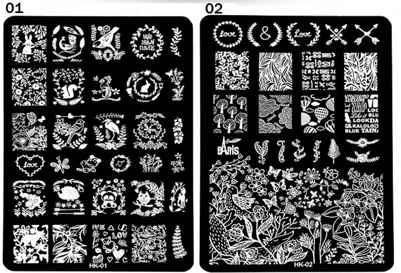 1 шт HK изображения пластины XL большой цветок бабочка птица шаблон для стемпинга для нейл-арта, изображения животных штамп пластины ногтей штамповки пластины(11