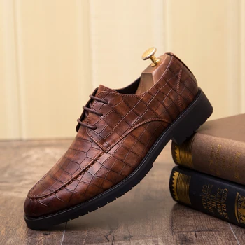 

Fashion Oxford Business Men Shoes outdoor Leather High Quality business dress Soft Casual Breathable Men's Flats wedding Shoes 5