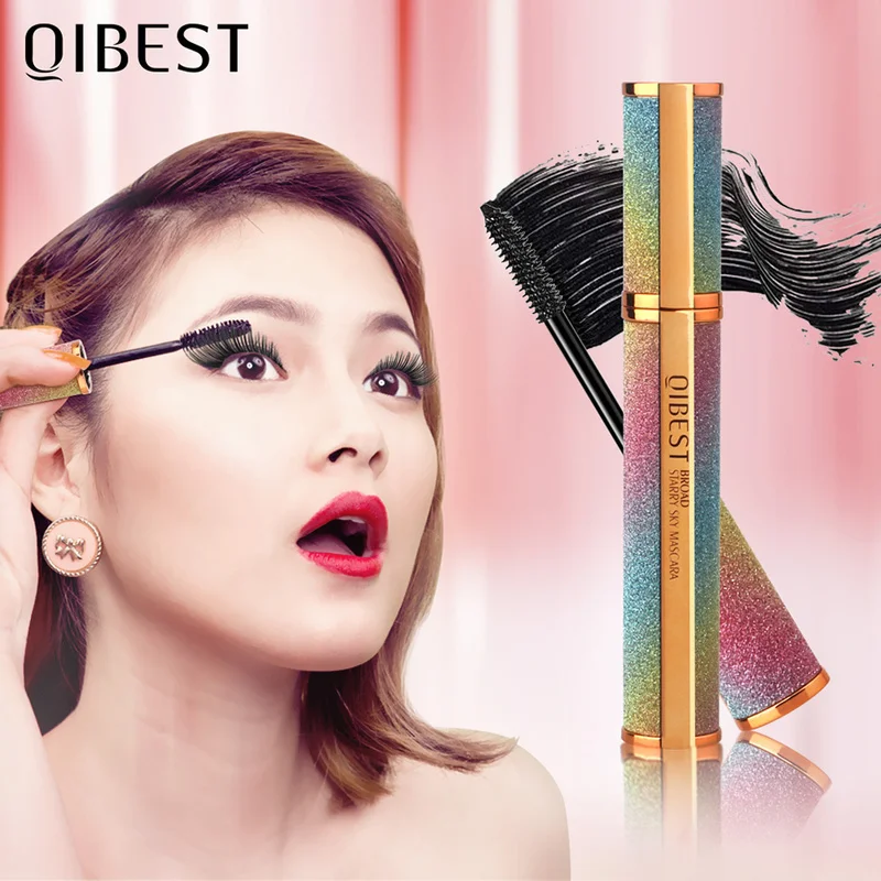 

Starry Sky4D Silk Fiber Lash Mascara Cream Romatpretty Waterproof Long-Lasting QIBEST Curl Black Thick Eyelash Extension TSLM1