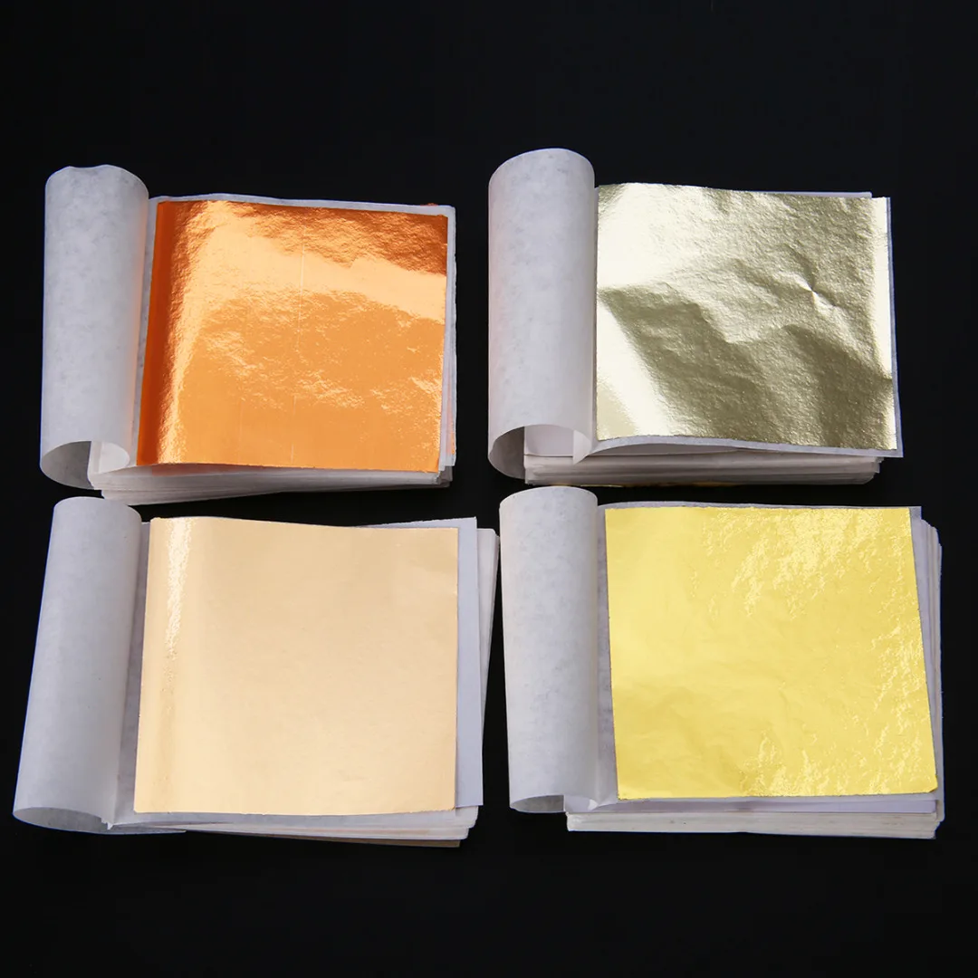 100 Sheets 9*9cm Gold Foil Leaf Sheets Gilding Handicrafts Paper Decoration For DIY Craft Decor Design Paper Gold Leaf Sheets