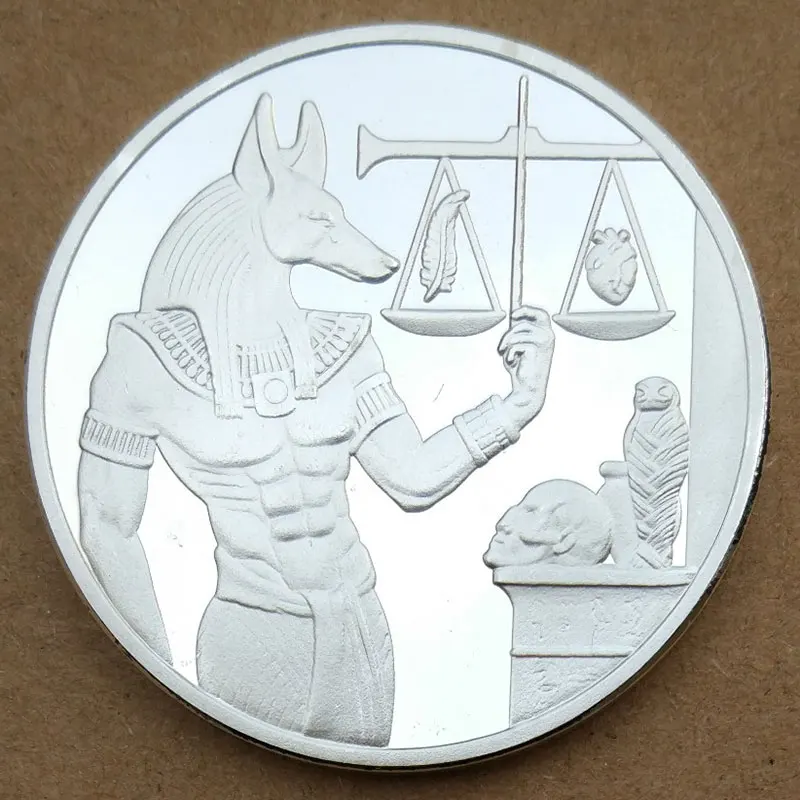 

Egypt Death Protector Anubis Silver Coin Copy Egyptian God Of Death Commemorative Coins Steel Craft Dia 40MM