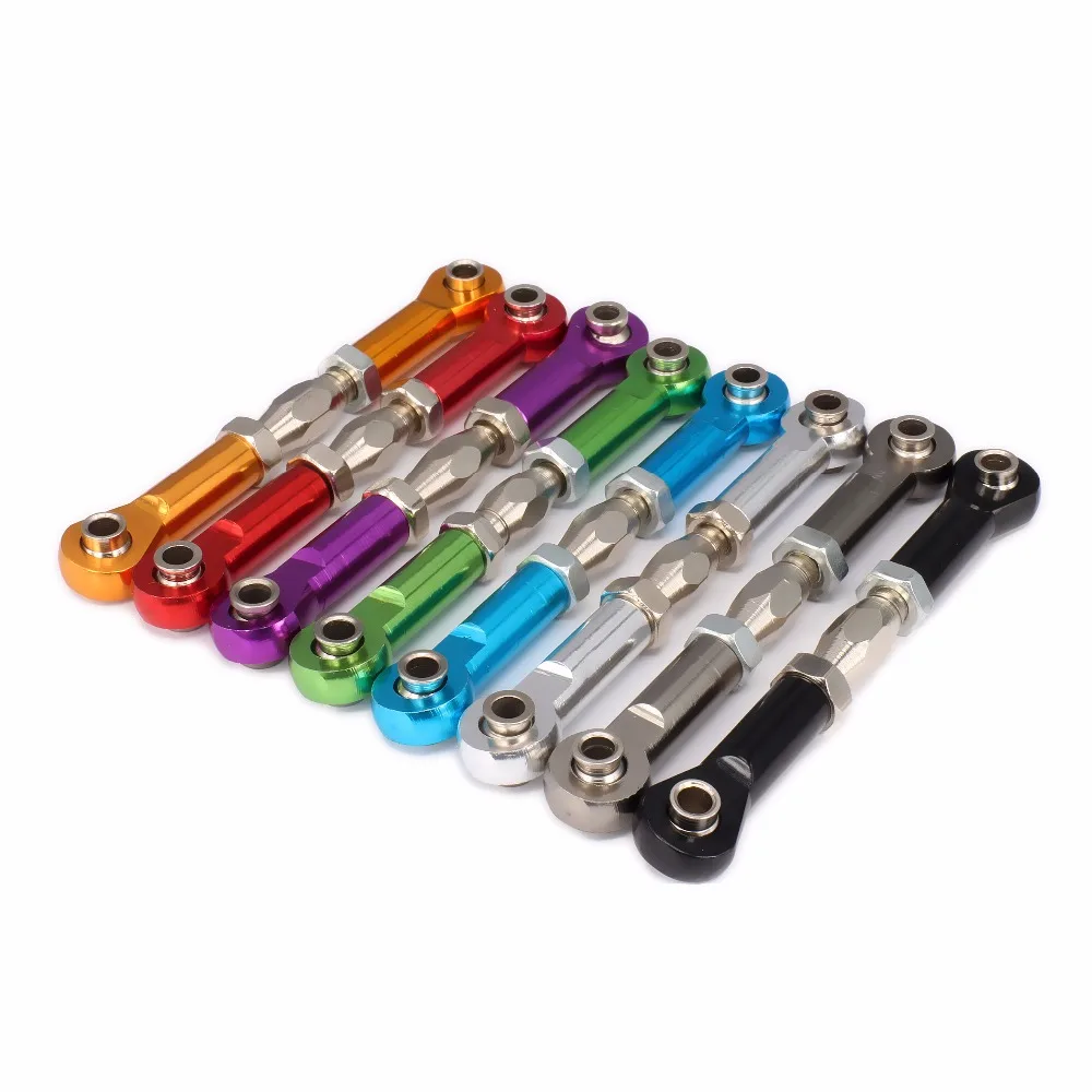

2pcs alloy aluminum arms M4 thread 3mm hole 69-80mm long Adjustable Servo linkage pulling Steering rods for RC Car Parts
