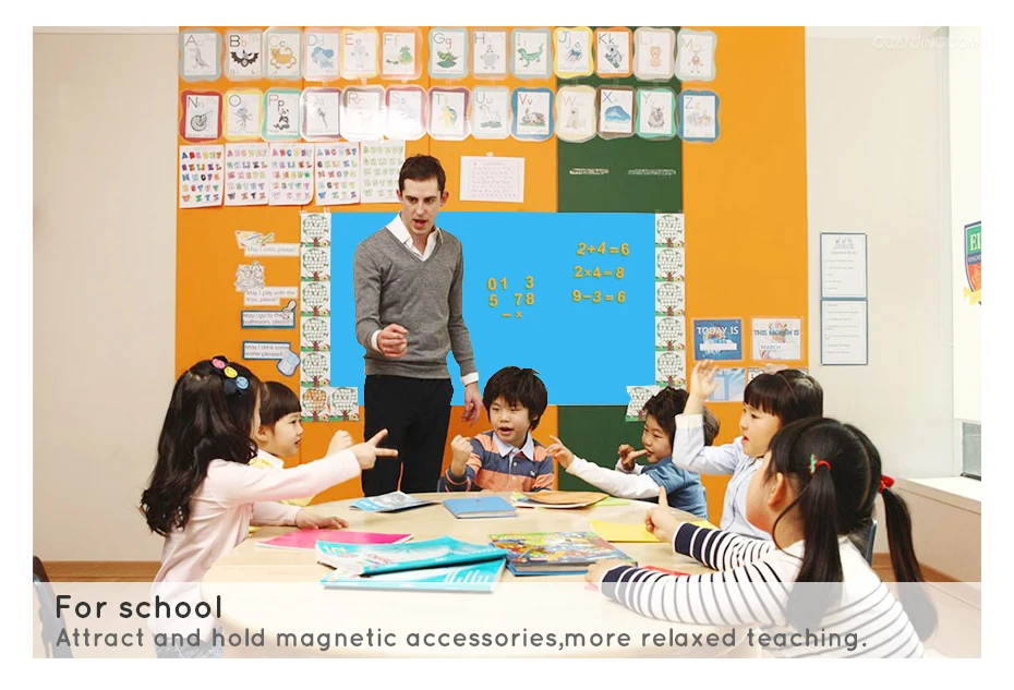 930_06 Flexible whiteboard Sticker Drawing Writing Board Kitchen Wall stickers Hold Magnets Home Wall Room Decor Blue Color