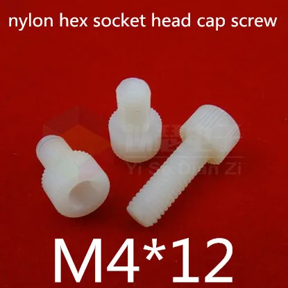 

100pcs/lot DIN912 M4*12 m4 Nylon plastic ( hex) hexagon socket head cap screw