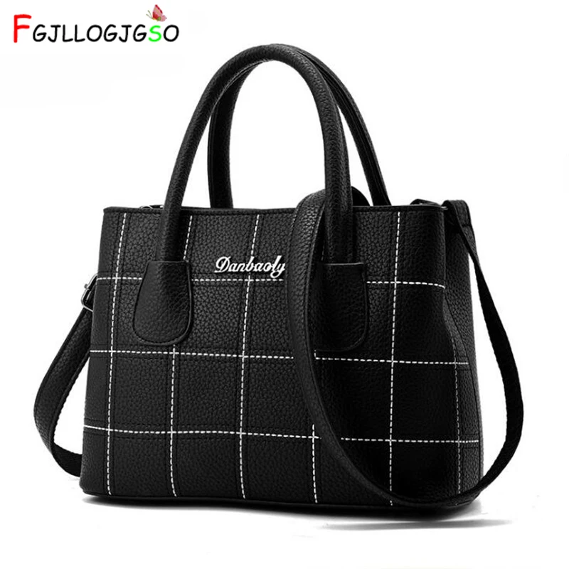 

FGJLLOGJGSO New Lady letter PU Leather Crossbody Bags Women handbag Luxury Brand designer lattice Bag female Messenger Bag woman
