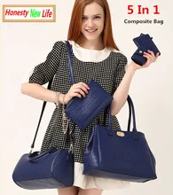 Vintage Crocodile 5 in 1 Composite Designer Bag women zipper famous brand ladies leather handbags high quality carteras mujer49