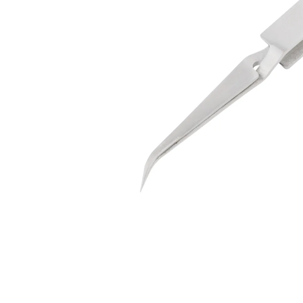FIXFANS Precision Cross Lock Reverse Tweezers Stainless Steel Curved Thin Tip Self Close Holding Pliers Tweezers DIY Hand Tools