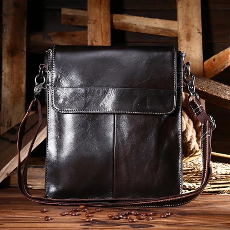 

New Arrived Business Men's Shoulder Mesenger Bags Genuine Leather Data Packet Cowhide Leather Multifunction Crossbody Bags LS009