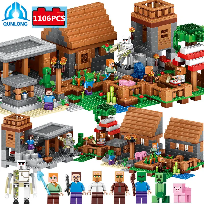 

Qunlong Block building Minecrafte series 28 styles with figures no box Ninjago Dragon Compatible Legoed Bricks toys for Kids