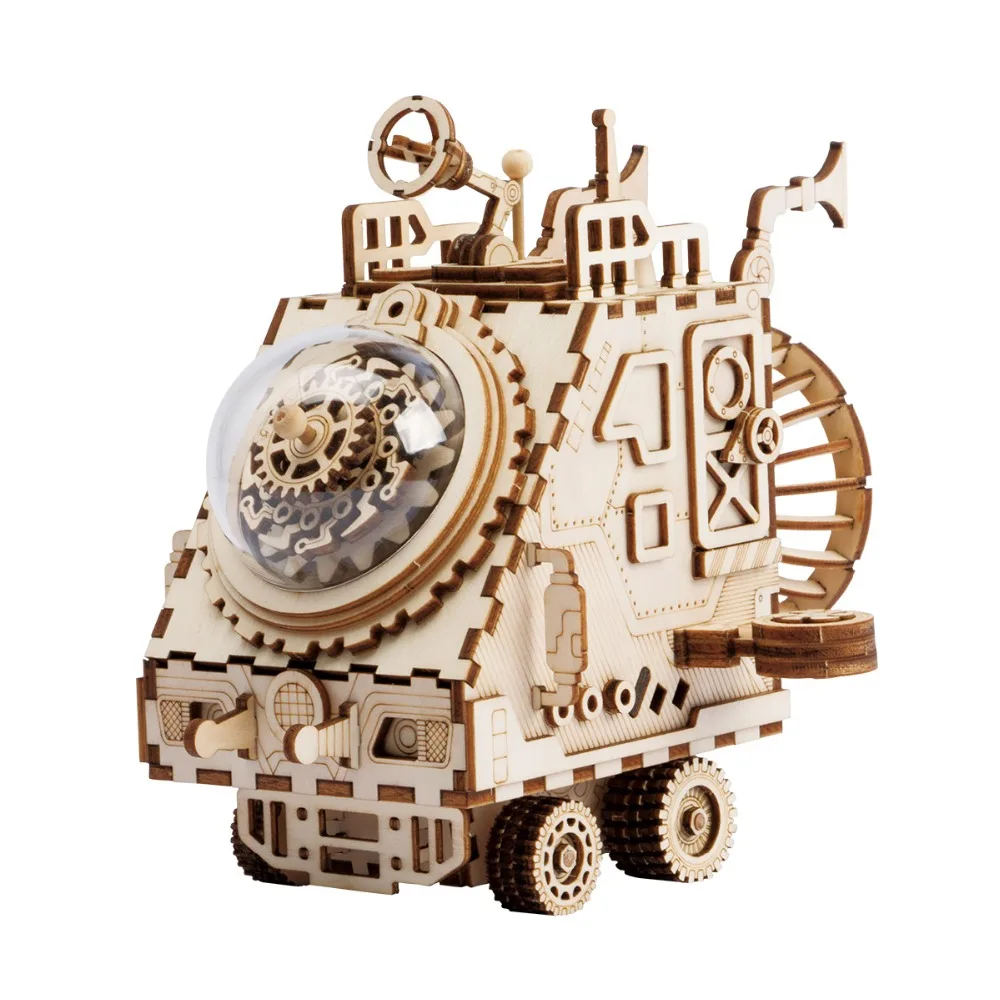

DIY 3D Space Vehicle Creative Robotime Dog Wooden mechanical Music Box Assembly Toy Space Vehicle Wooden Puzzle Game For Kids