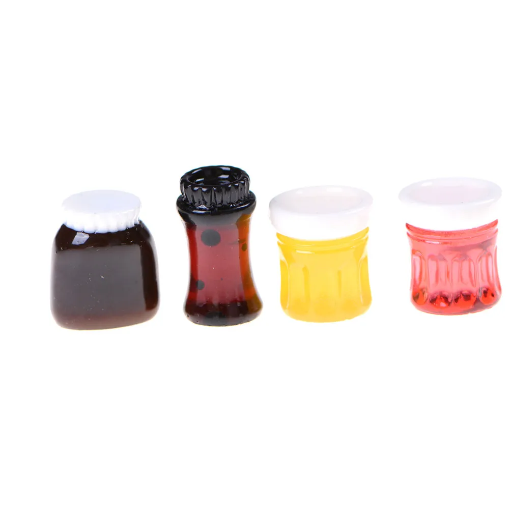 4pcs//set Dollhouse Miniature 1:12 Kitchen Food Jam Coffee Condiment DIY Decor TO