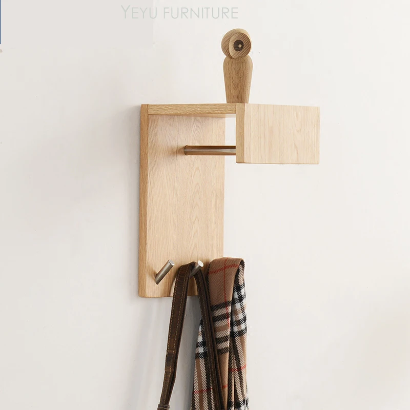 Современный дизайн настенный твердый дуб деревянный вешалка для пальто с хранения, модный дизайн из дуба дерево креативная шляпа крючок вешалка