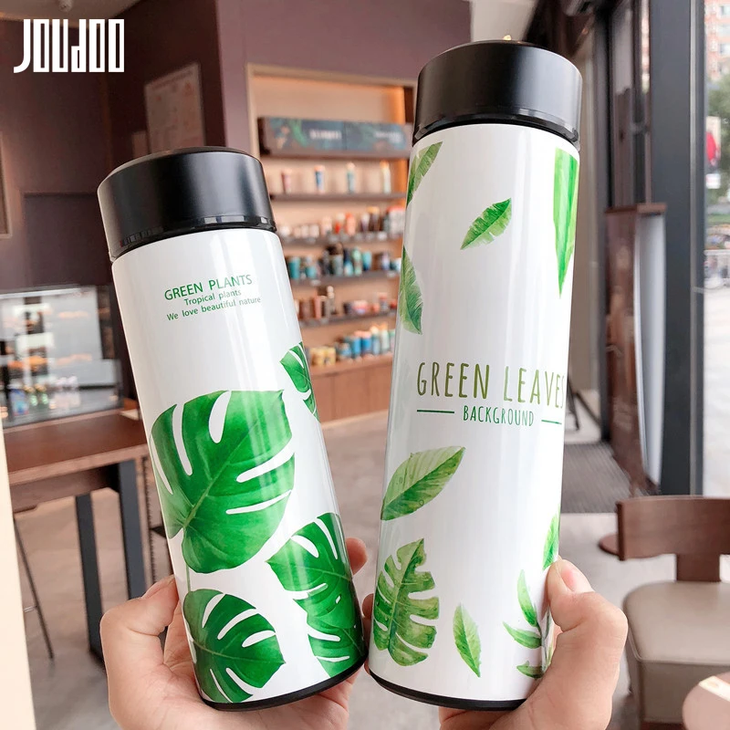

JOUDOO Creative Leaf Water Thermos Stainless Steel Thermal Vacuum Flask Portable Outdoor School Water Bottle Vacuum Flasks 35