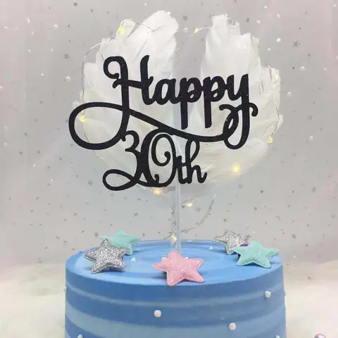 Advanced Glitter Happy 30 40 50 60th Cake Topper Fiftieth Birthday Party Decorations Cake Accessory Supplies