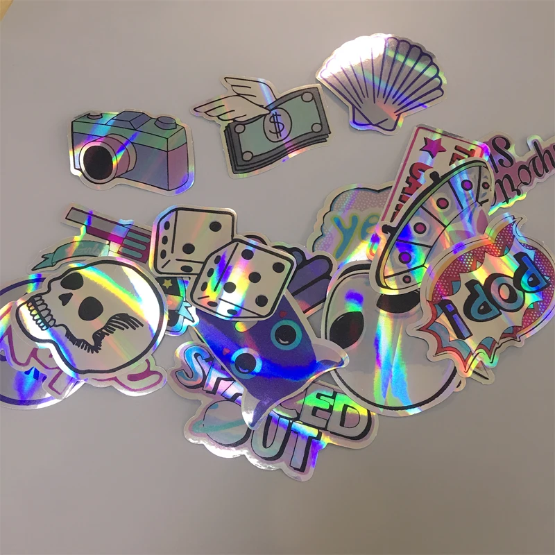 70Pcs Colorful Skull Cool Laser Star Stickers For Trolley Case Motorcycle Notebook Skateboard Cross Dope Sticker Pack Decals