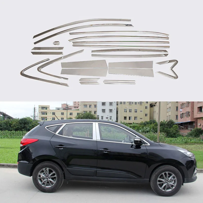 

Stainless Steel Full Window With Center Pillar Decoration Trim Accessories For Hyundai IX35 2013 2014 2015 OEM-24