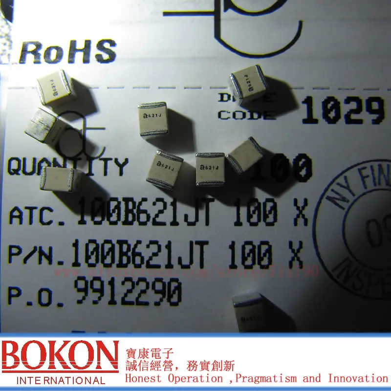 High Q Capacitors P90 ATC100B621JT100XT ATC100B621JW100XT ATC100B621JP100XT ATC100B621JT100XT  a621J a621J  620pF Chip Capacitor