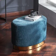 Скандинавский винтажный роскошный золотой железный металлический домашний табурет османский стул для одевания табурет для ног мягкая бархатная ткань детская кровать гостиная диван