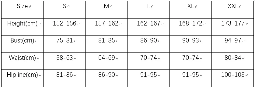 SIZE CHART