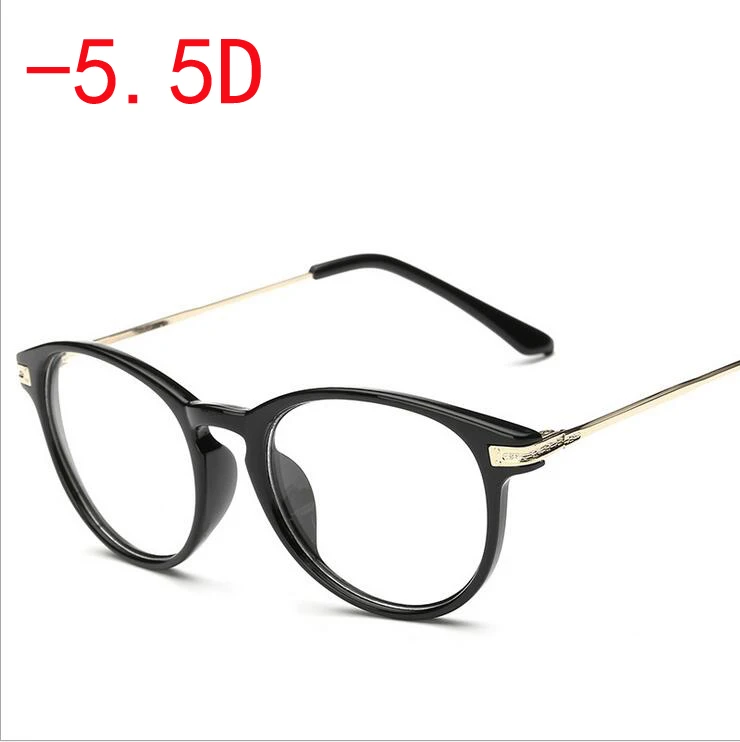 Ретро очки в черной оправе трендовые студенческие очки для близорукости женские мужские-100-150-200-250-300-350-400-450-500-550-600 - Цвет оправы: myopia 550