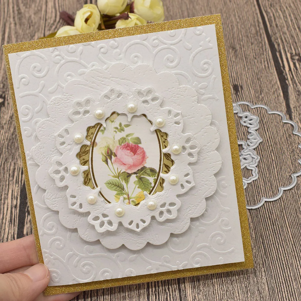 

Circle Flowers Frame Metal Cutting Dies For Scrapbooking Card Album Decoration Card Making Embossing Folders
