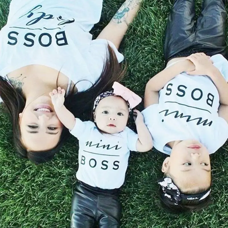 

Family look Baby kids Parents Letter printing parent-child T-shirt clothes romper clothes short sleeve tops family costumes