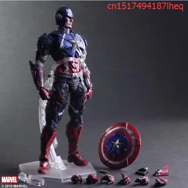 

28cm PLAY ARTS KAI Heros Captain America The First Avenger Superhero Juguetes PVC Action Figure Collectible Model Doll Kids Toys