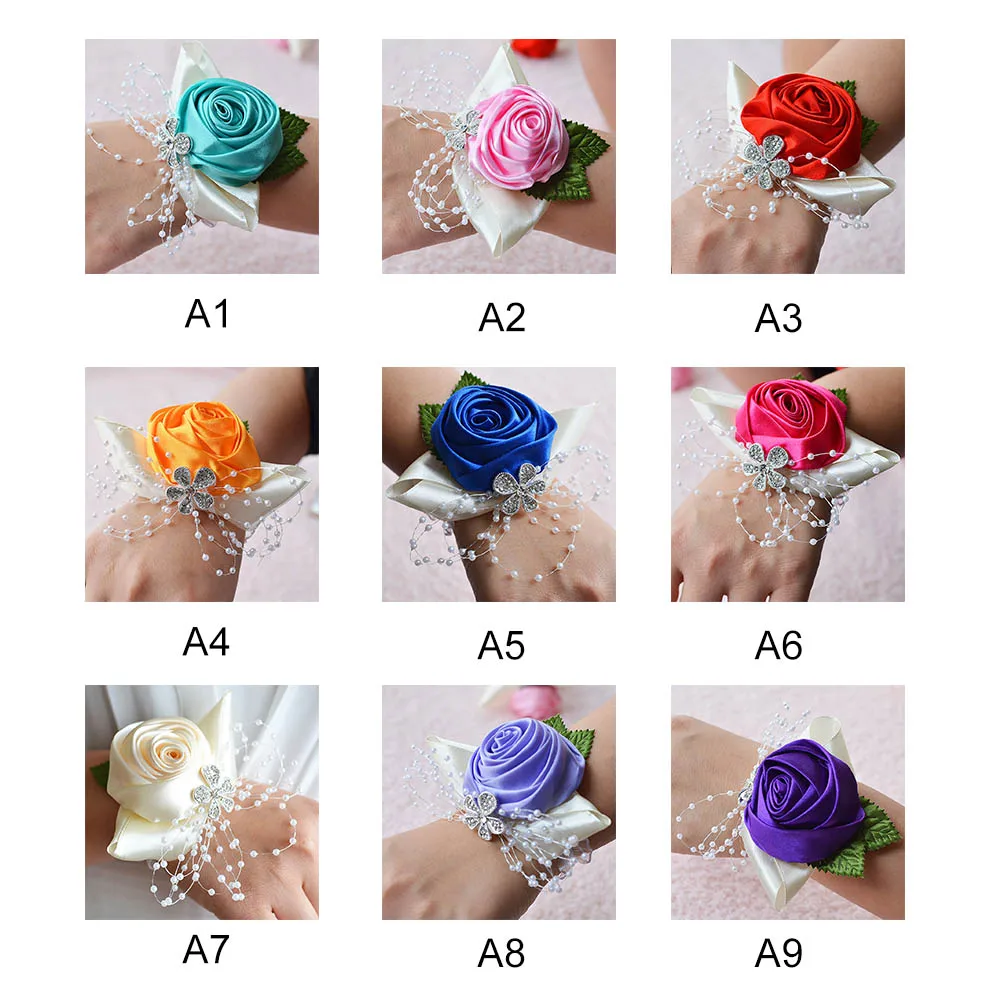 

10cm Artificial Wrist Flower Bride Bridesmaid Beaded Floral Decoration Wrist Flowers Hand Flowers Bridal Prom Accessories