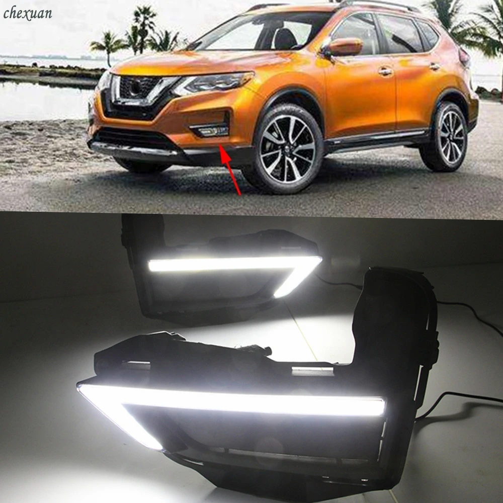 DRL для Nissan X Trail trail Rogue 2017 2018 2019 2020 дневные ходовые огни противотуманная фара крышка