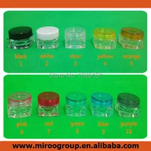 Free Shipping 100pcs 3g plastic cosmetic container cream jar cosmetic packaging sample jar 3g with colorful