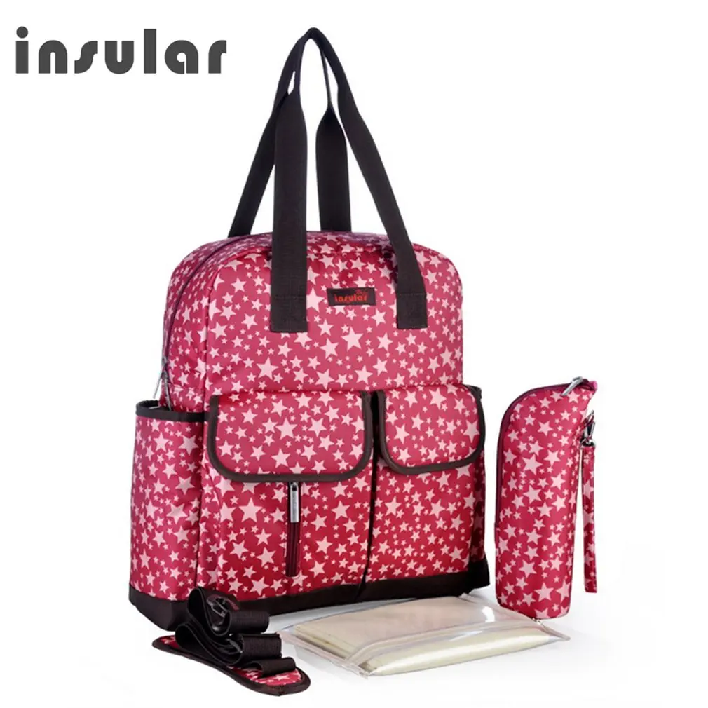 

INSULAR Baby Diaper Bag Nappy Bag Fashionable Star Printed Shoulder Bag Mummy Bag Nylon Mother Travel Women Backpack Portable