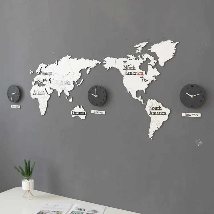 130*60 см Креативные 3D МДФ деревянные настенные часы DIY карта мира большой размер настенные наклейки часы современный европейский стиль круглые немые часы