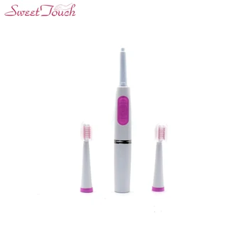 

Sweettouch Sonic Waterproof Electric Toothbrush 2 Heads for Adult Set Battery Powered Tooth Brush Soft Hair Automatic Toothbrush