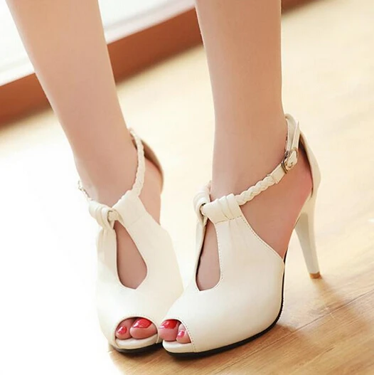 Women Sandals 2015 Gladiator Shoes women Rome Sexy High heel Peep Toe Pu Leather Casual Sandalias