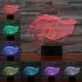 

3D Night Light Motorcycle 3D Table Lamp LED Bulb Home Decor Cool Motor Fans Collection Flashlight Bedside Accompany Mood Lights