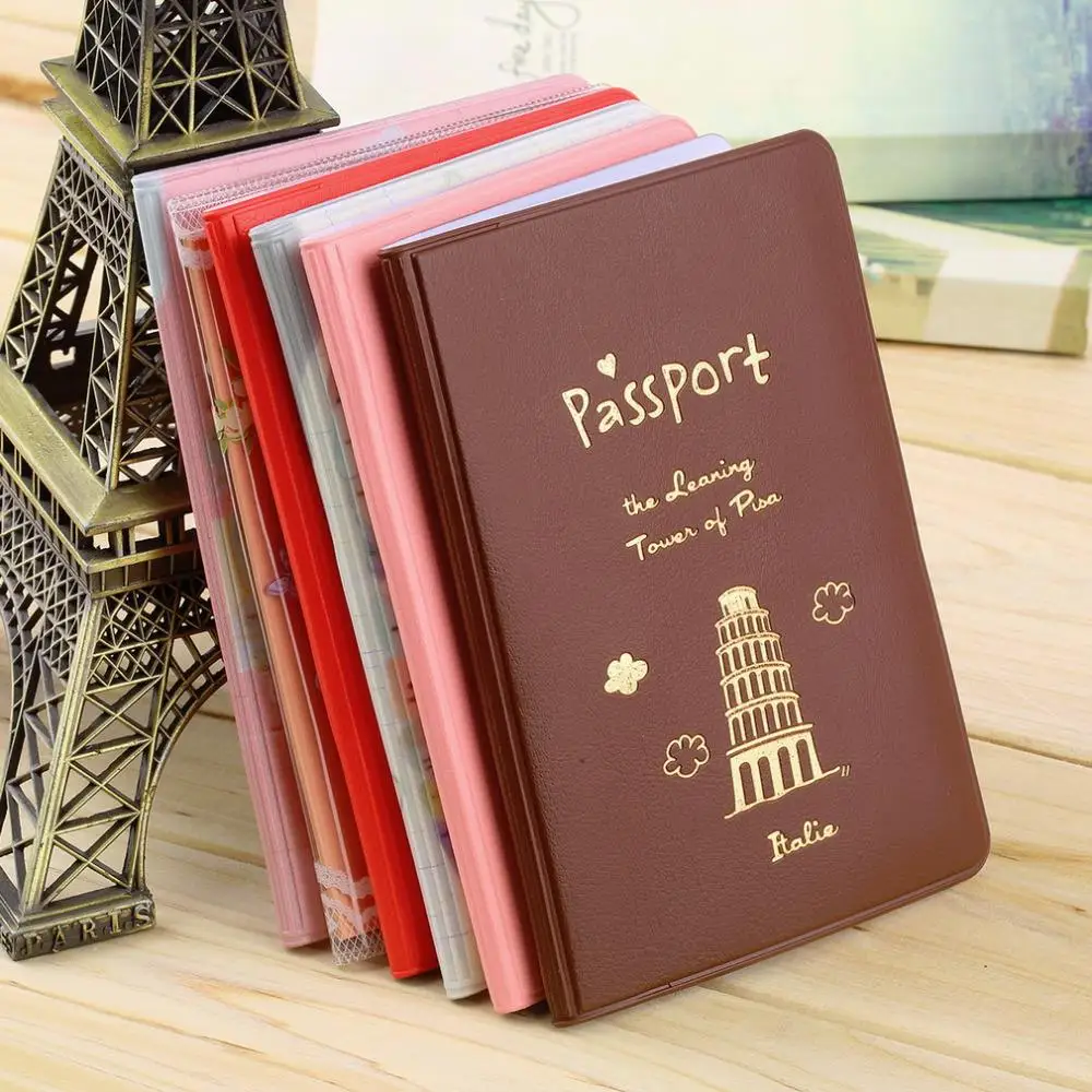 

1Pc Random Color Simple Travel ID&Document Holder Utility Pu Leather Passport Cover Worldwide Store