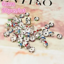 Новые 50 шт 6 мм чешские Стразы кристаи Стеклянные круглые бусины для самостоятельного изготовления ювелирных изделий браслет ожерелье