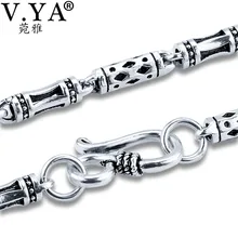 V. YA Стерлинговое Серебро Мужская цепочка S925 серебро 4 мм бамбуковая Мужская цепочка подвеска 925 пробы Серебряное ожерелье мужские ювелирные изделия