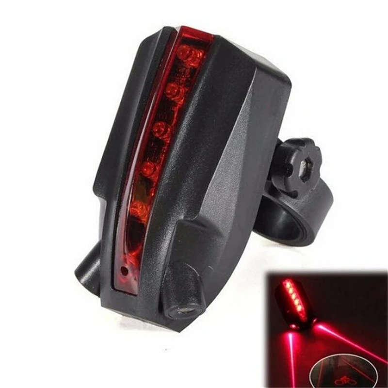 New 2 Laser+5 LED Flashing Rear Bike Bicycle Tail Light Beam Safety