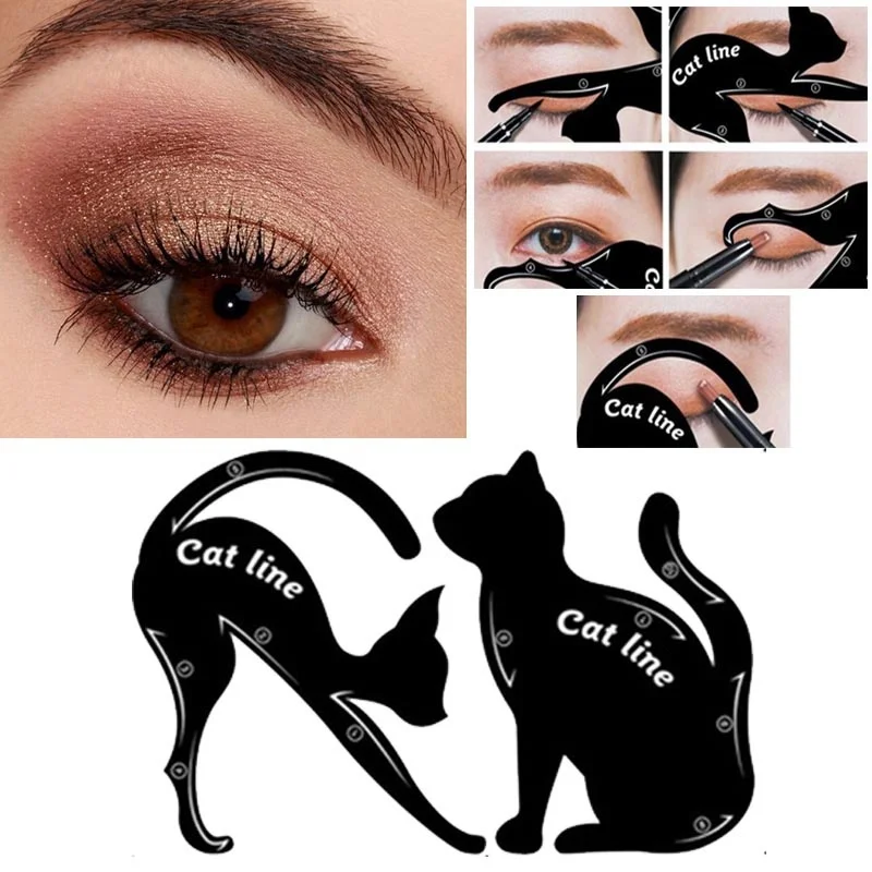 

Professional Multifunction Cat Line eyebrows molds Makeup Tools Eyeliner template Shaper brow Stencils Model Beginners Efficient