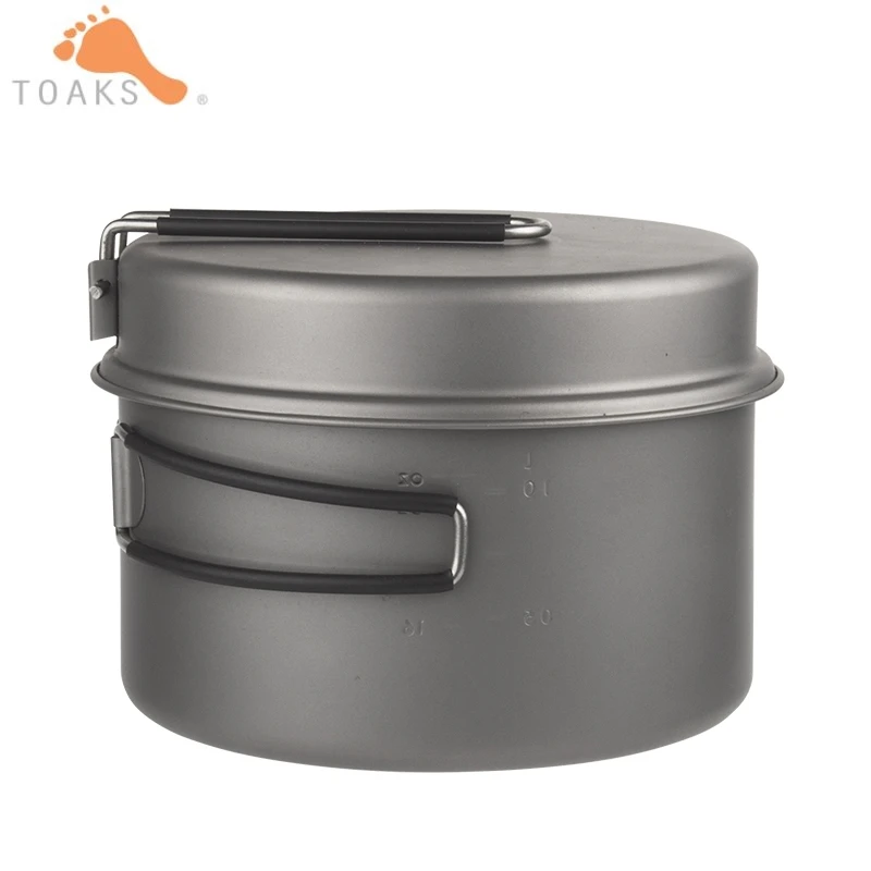 Toaks 2in1 1350 ml de titanio olla tazón portátil utensilios Camping con 490 ml mango plegable mochila Pan ligero CKW-1350