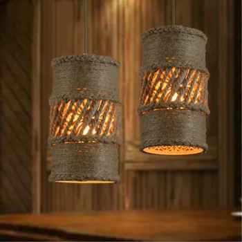 

American Country Retro Loft Concise Style Rope Pendant Light Retro Loft Study Cafe Restaurant Decoration Lamp Free Shipping