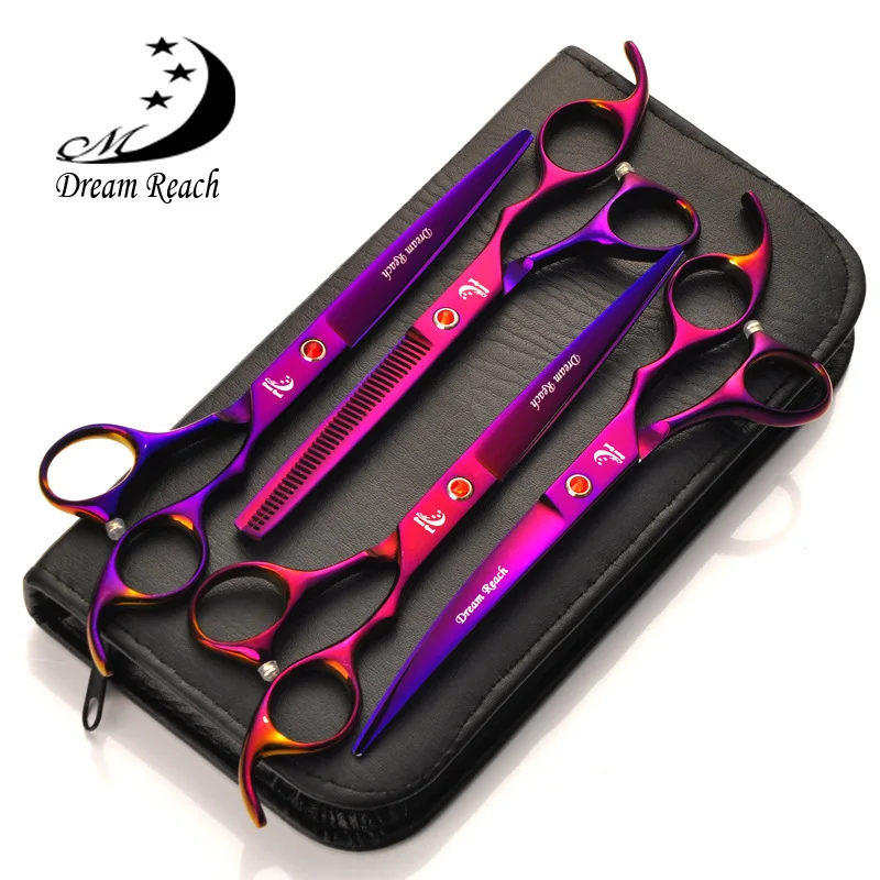 

7.0 inch Pet Scissors Dog Grooming Scissors Set Straight & Curved & Thinning Shears Sharp Edge Animals Hair Cutting Tools Kit