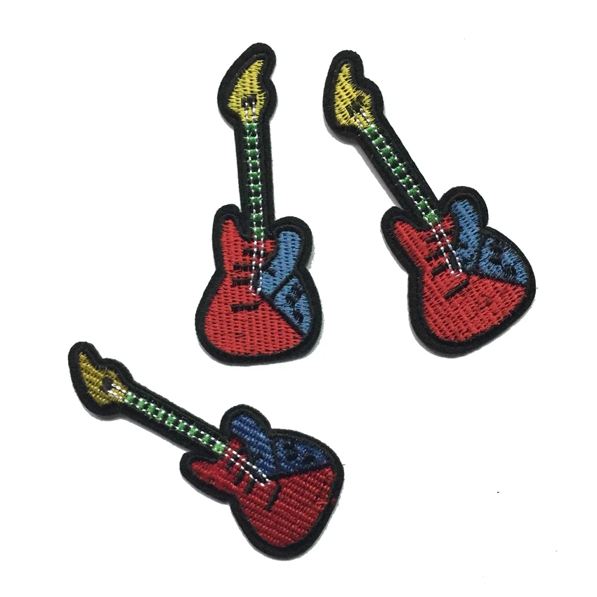 3Pcs Guitar Patches For Clothing Iron On Embroidered Sew Applique Cute